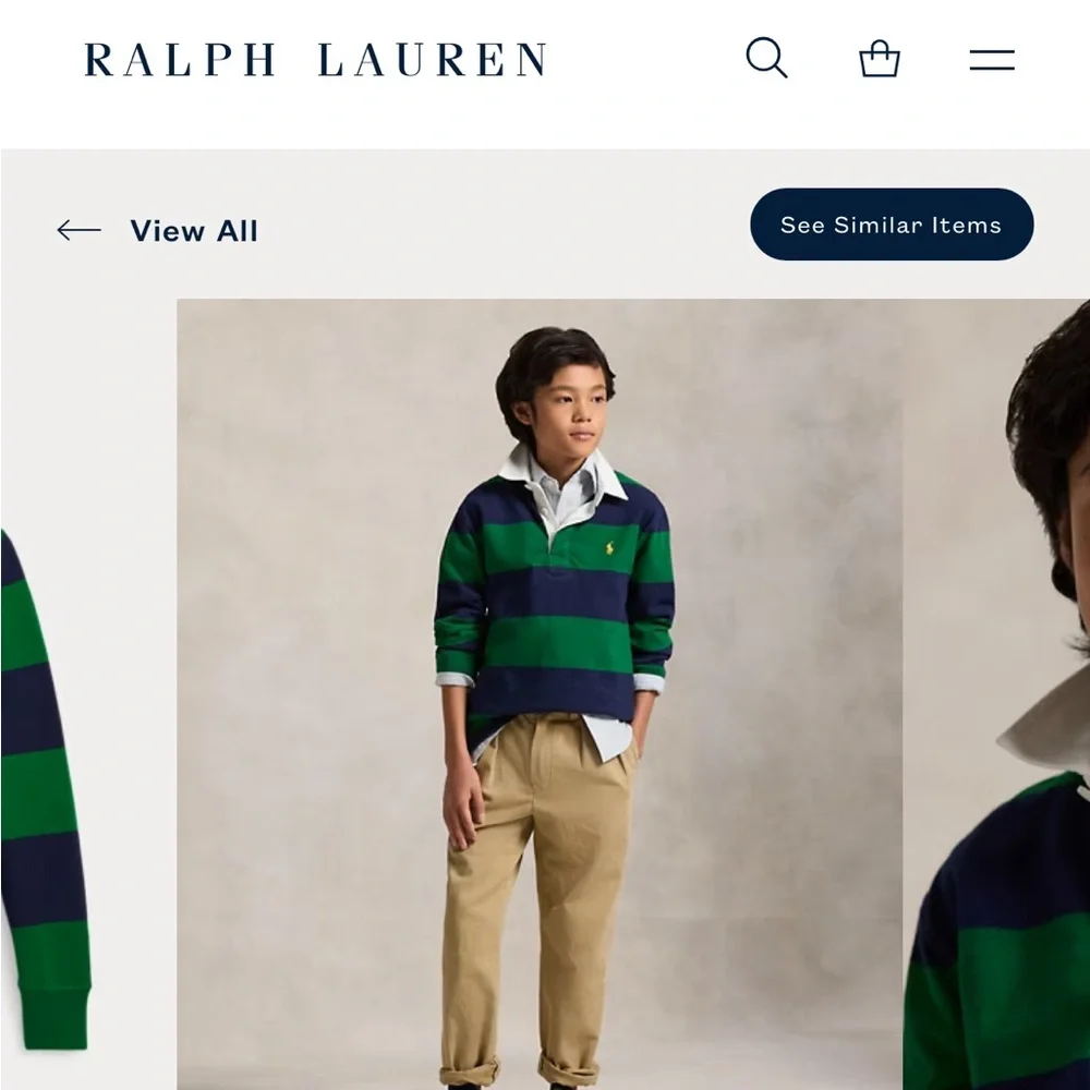 Ralph Lauren Boys' Green & Navy Rugby Shirt